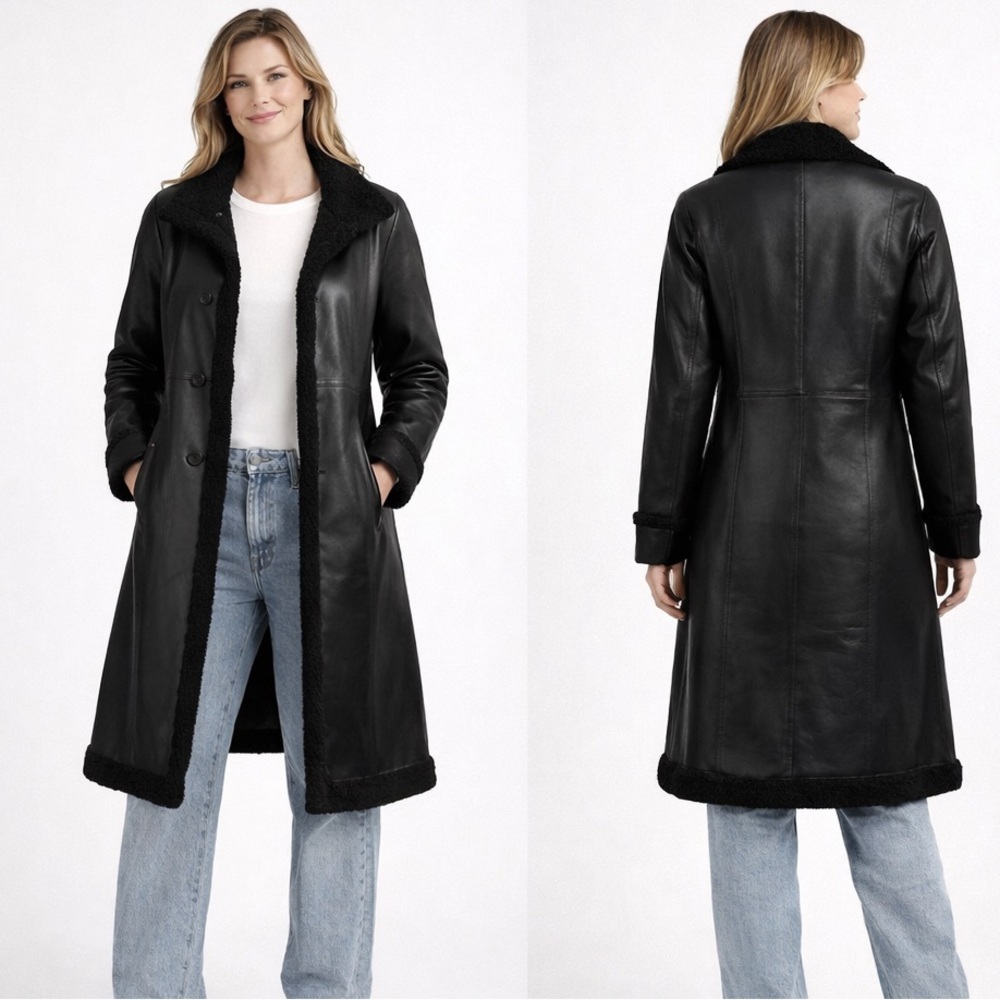 SoHo Genuine Leather Shearling Coat Sherpa  — The Urban Luxe Exclusive, NWT